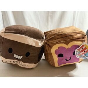 Inseparables Love Coffee & Toast Magnetic Plush Cubes 5" Set NWT